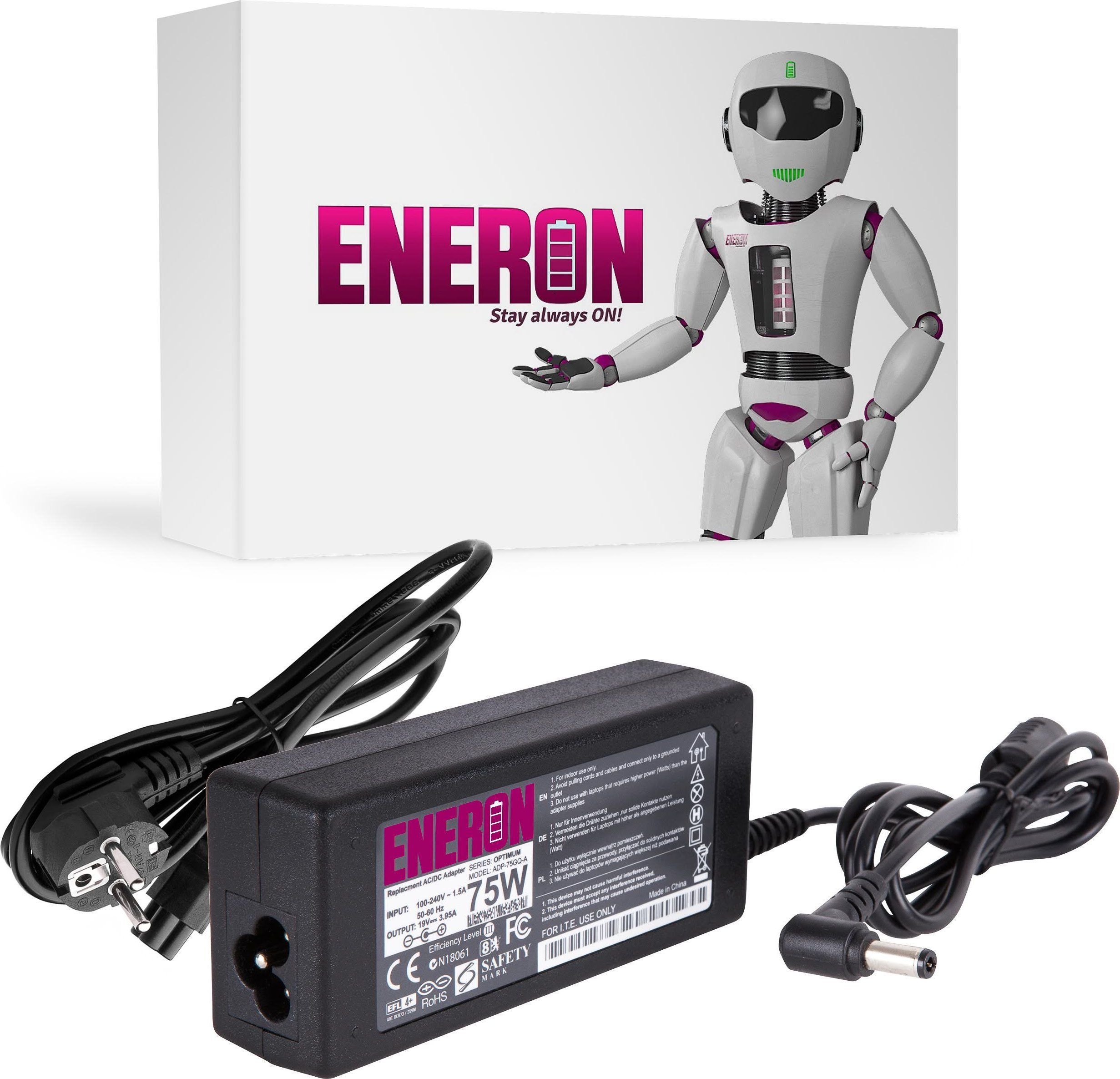 Zasilacz do laptopa Eneron 75 W, 2.5 mm, 3.95 A, 19 V