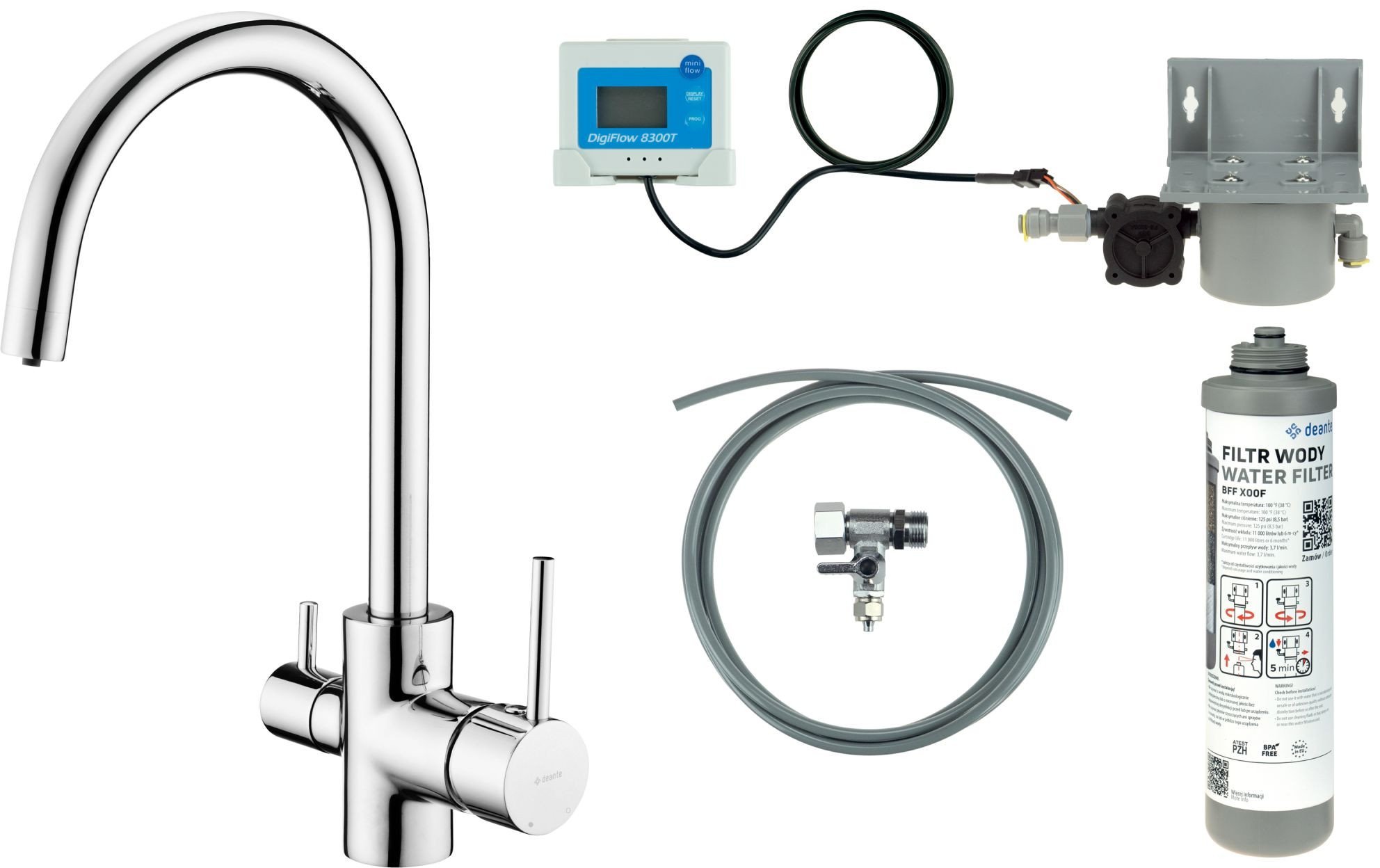 Deante Bateria kuchenna z zestawem do filtracji wody