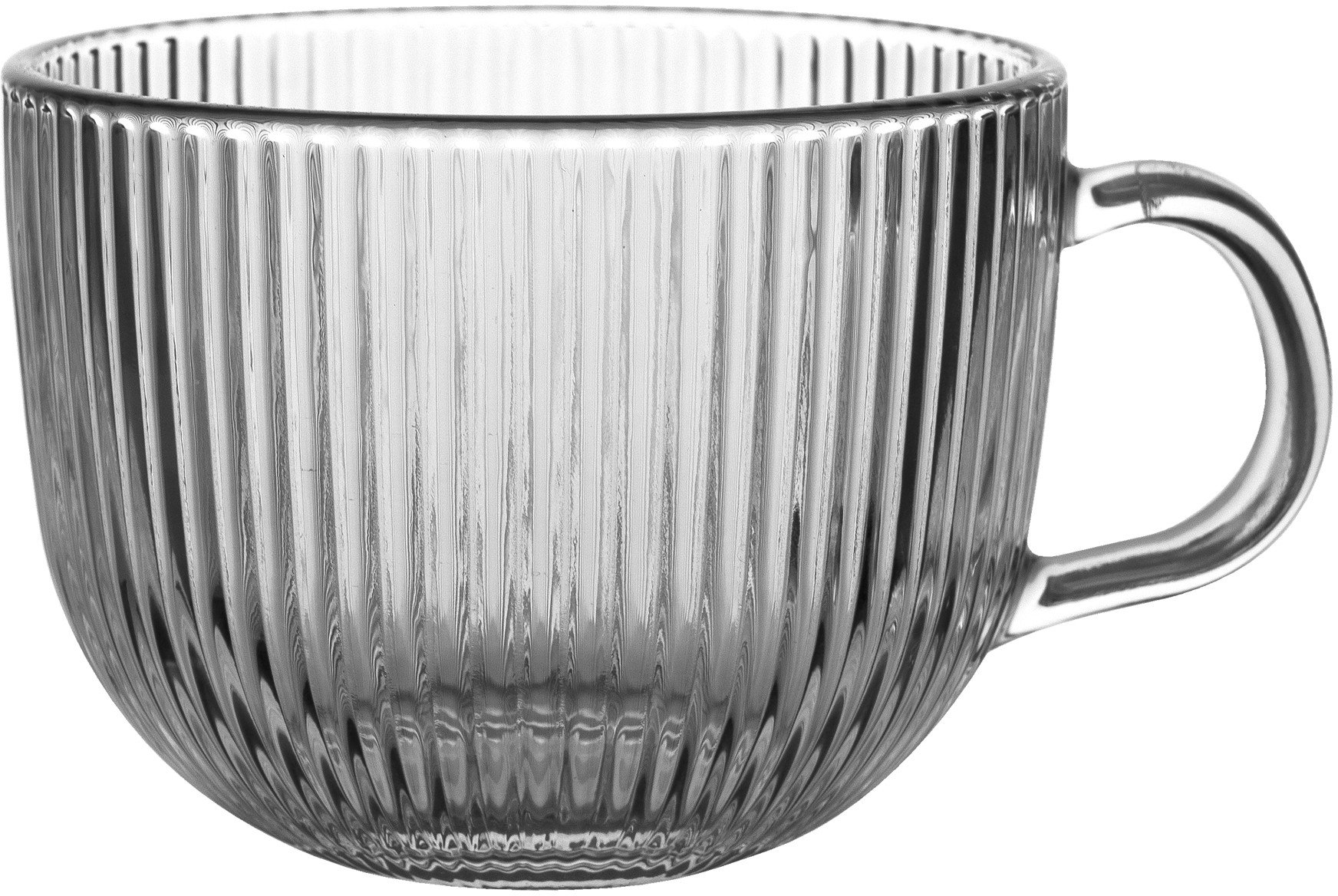 Kubek szklany z uchem 450 ml ryflowany MPLCo