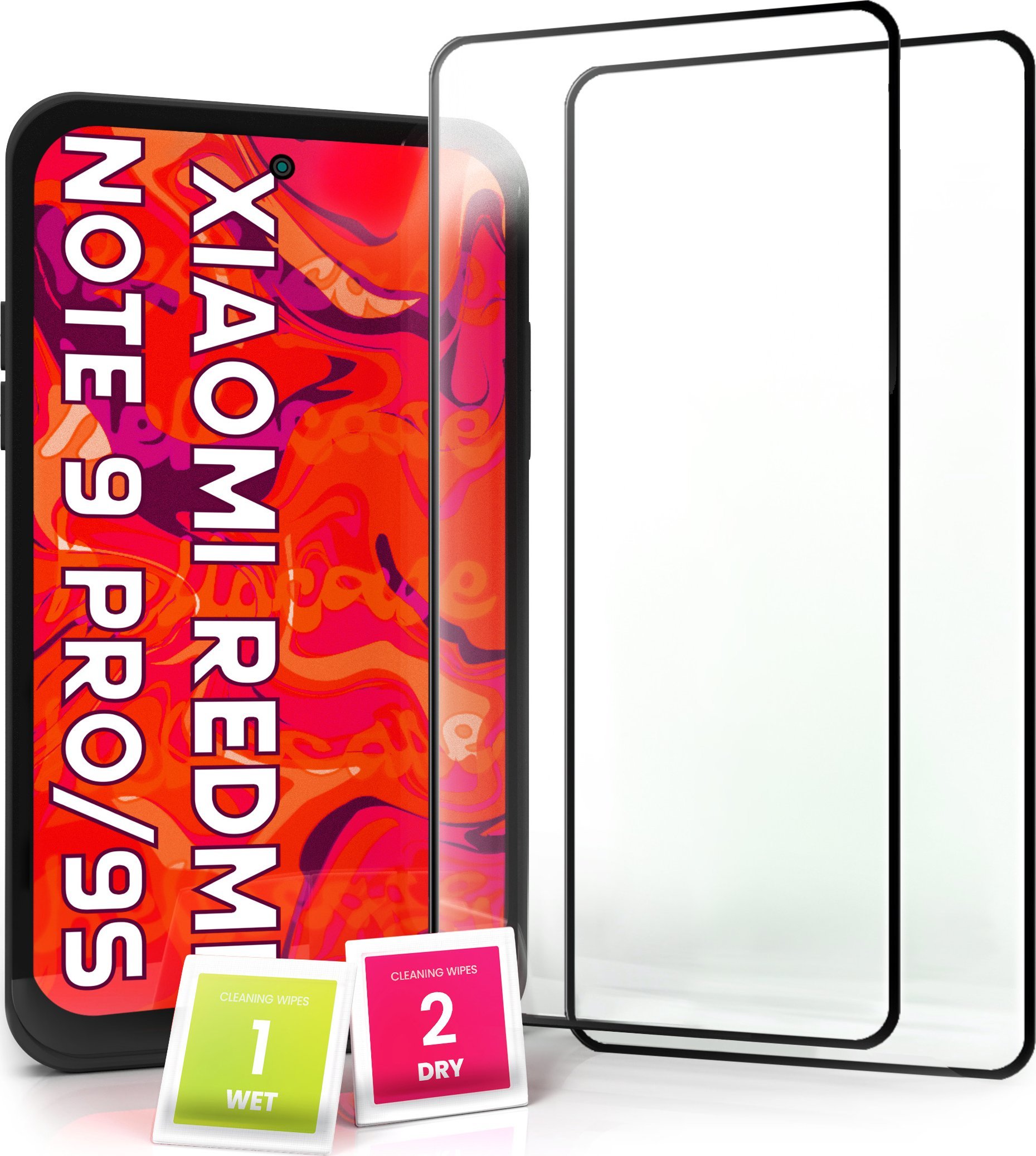 Hello Case 2-pak Szkło Hartowane do Xiaomi Redmi Note 9 PRO Pełne Na cały ekran 5D 9H