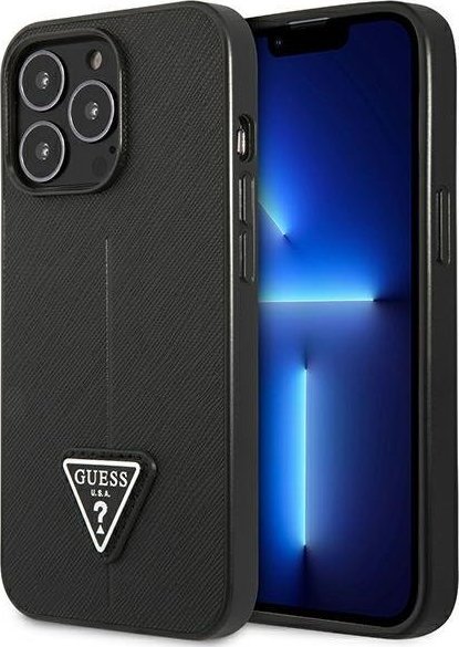 Guess Etui do iPhone 14 Pro 6,1" czarny/black hardcase SaffianoTriangle Logo