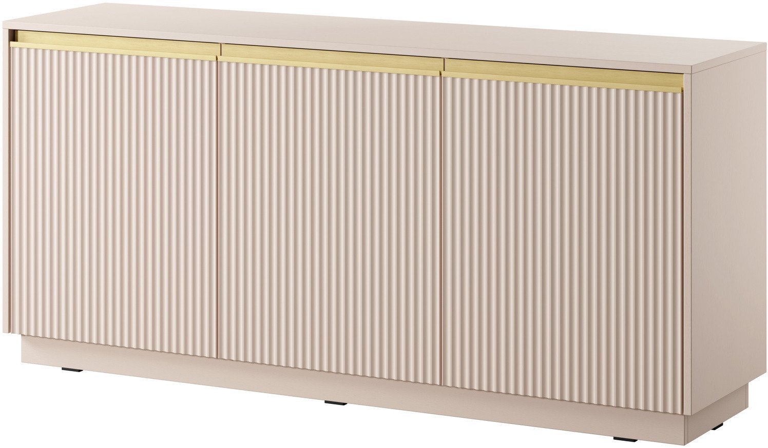 Komoda Loren 154cm trzydrzwiowa w kolorze cashmere z ryflowanymi frontami