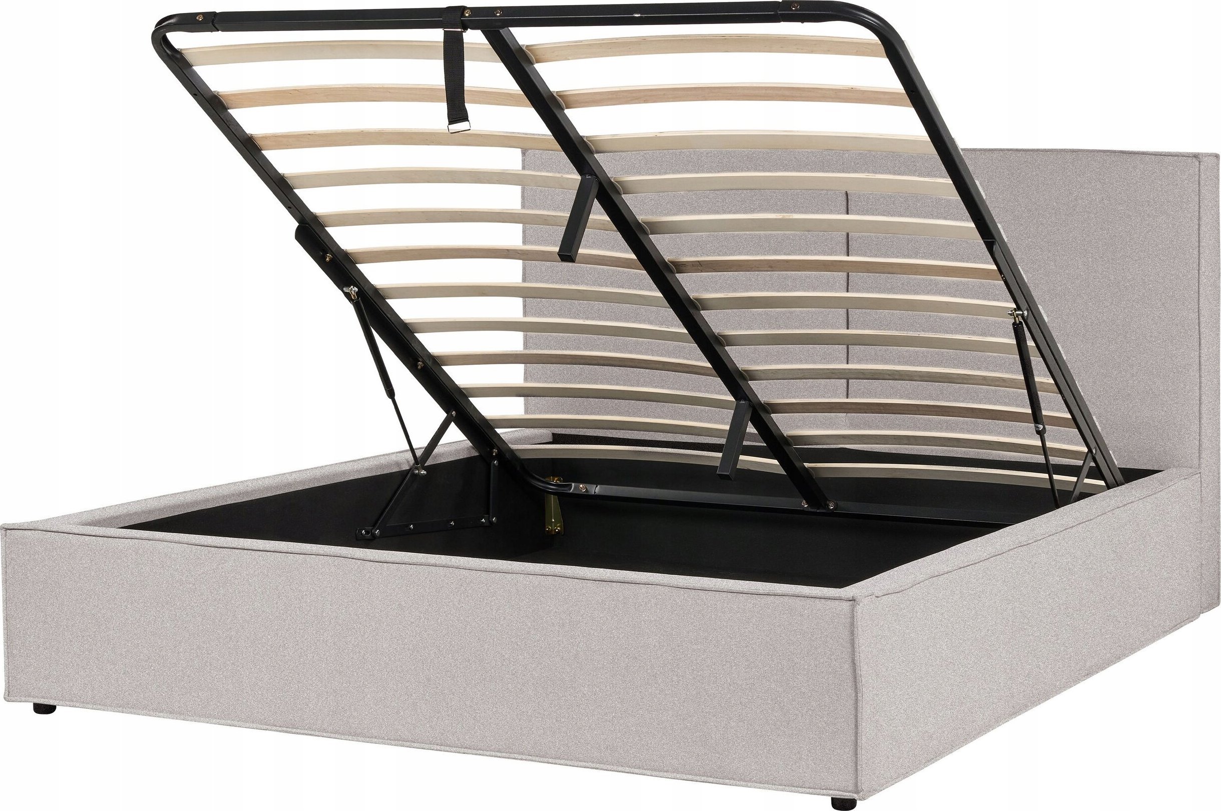 Beliani Łóżko z pojemnikiem tapicerowane 160 x 200 cm jasnoszare MOISSAC