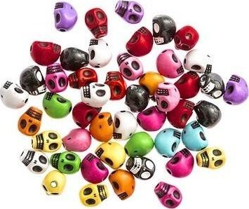 Koraliki czaszki multikolor 1cm 48szt