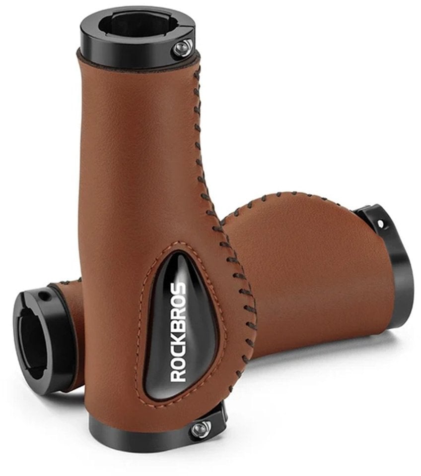 Gripy rowerowe chwyty ergonomiczne skórzane - brązowe Gripy rowerowe chwyty ergonomiczne skórzane - brązowe