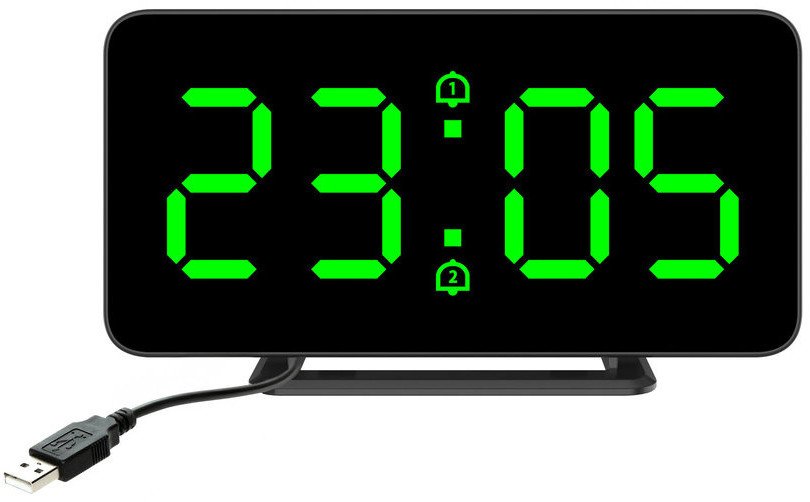 Zegar budzik sieciowy LED JVD SB3216.1 z termometrem 15x8 cm .