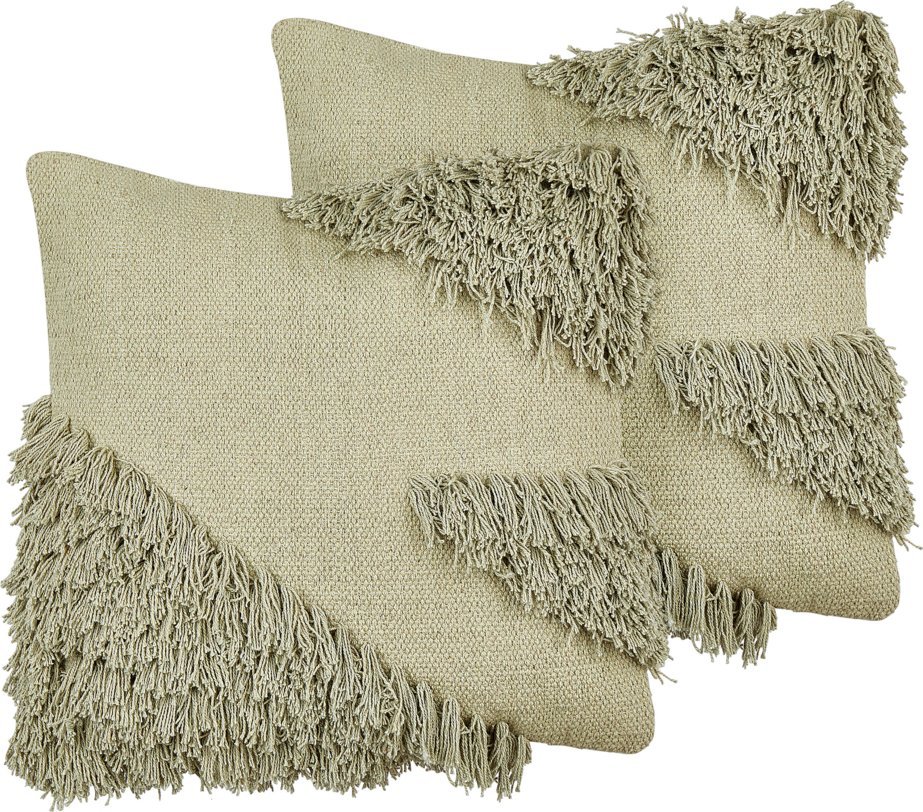 Beliani 2 bawełniane poduszki dekoracyjne tuftowane 45 x 45 cm zielone SOURWOOD