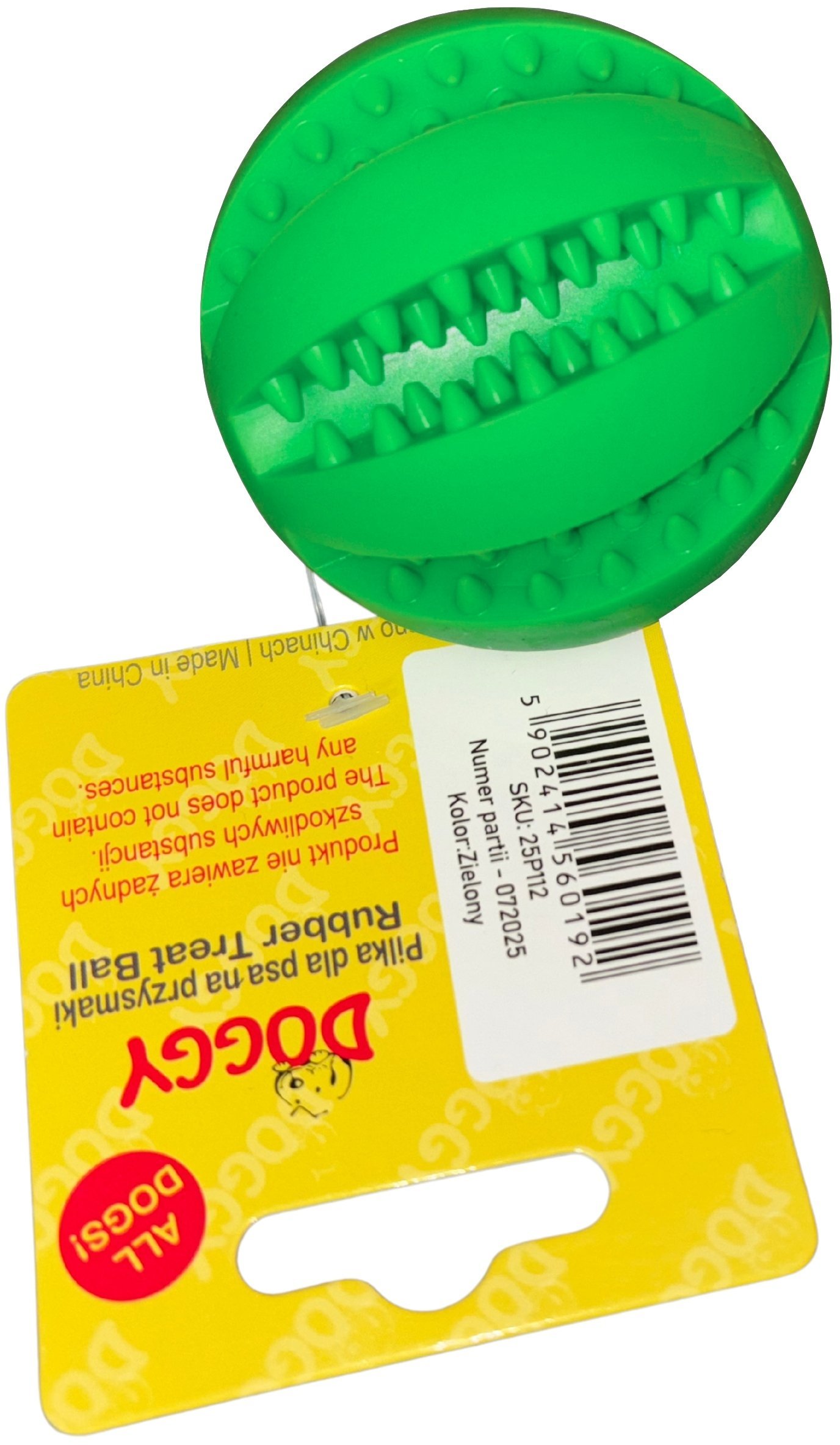 PIŁKA NA PRZYSMAKI 7 cm — JASNOZIELONA