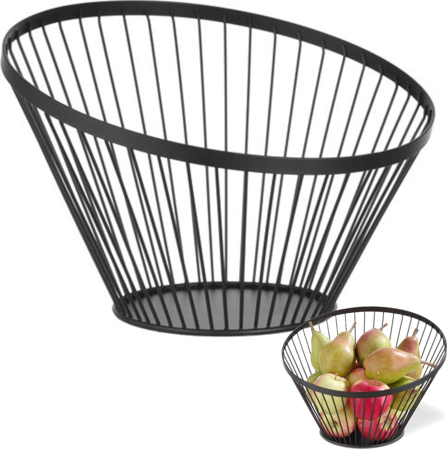 Hendi Koszyk miska druciana na owoce czarna z matową powłoką śr. 300 mm - Hendi 427071 Koszyk miska druciana na owoce czarna z matową powłoką śr. 300