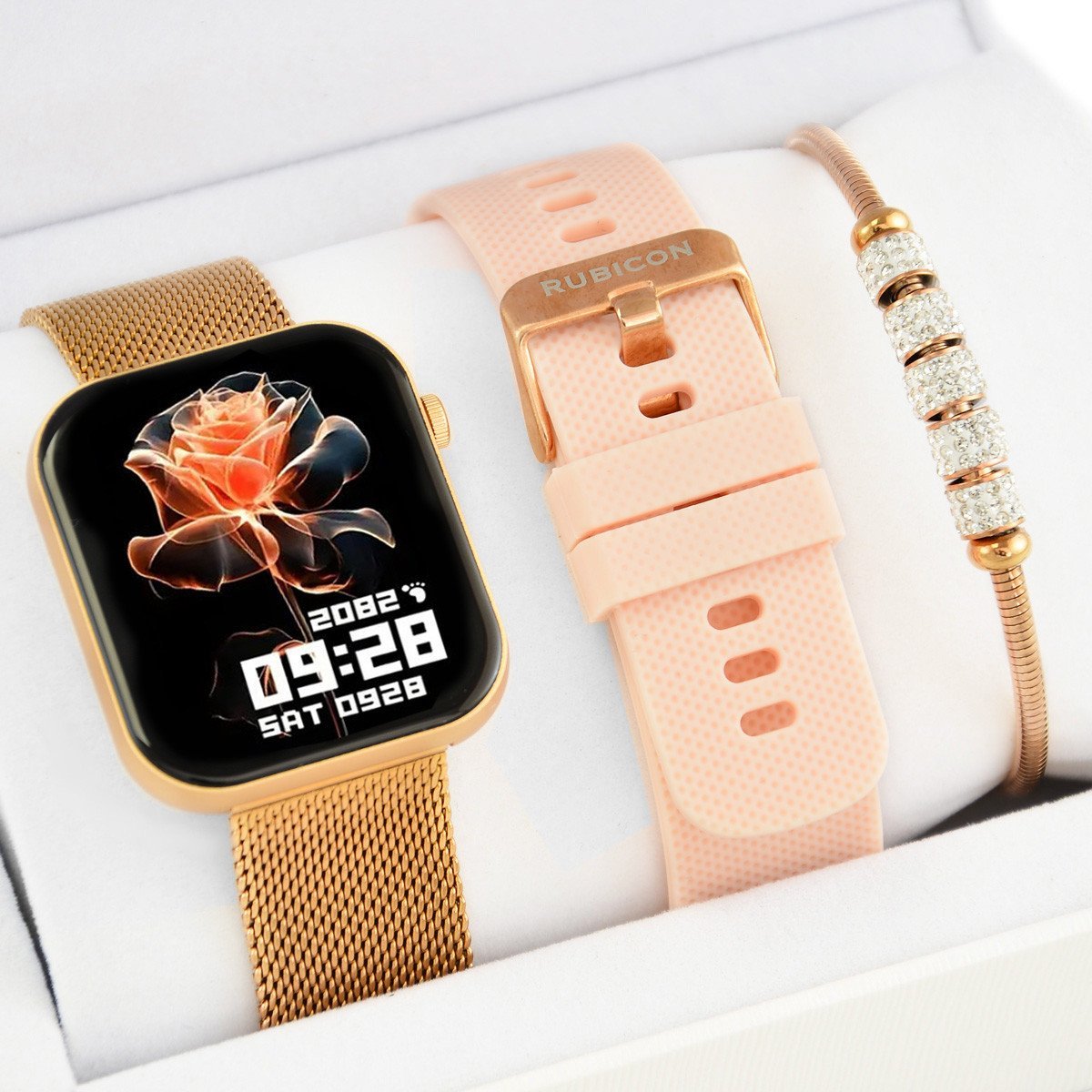 Zestaw damski SMARTWATCH RUBICON F49 rg 2 paski + bransoletka