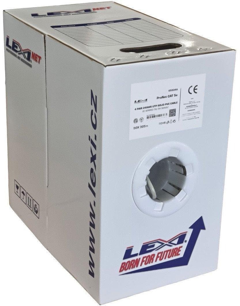 Lexi-NET UTP kabel LEXI-Net Cat5E, drát, PVC, bílý, 305m, box