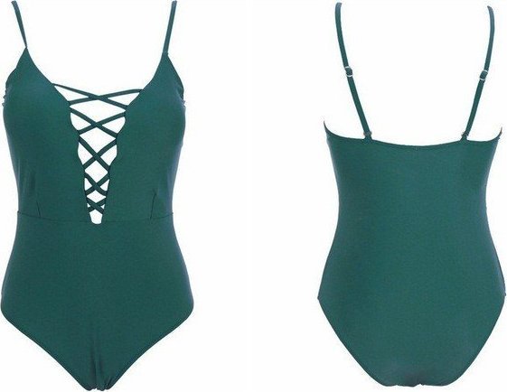 Pan i Pani Gadżet Strój kąpielowy jednoczęściowy wiązany ZIELONY M