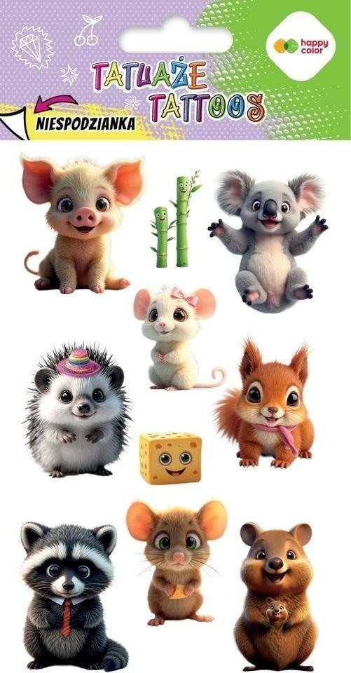 Tatuaże zmywalne Cute Animals HAPPY COLOR
