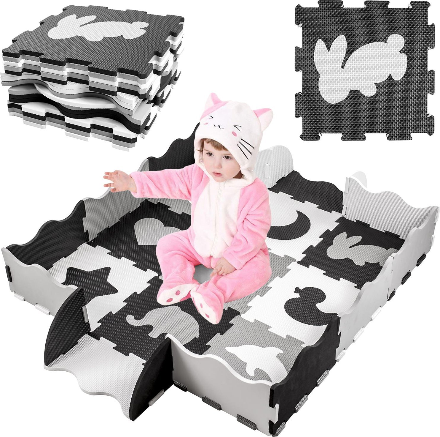 Costway Mata piankowa puzzle 119x119cm Układanka edukacyjna