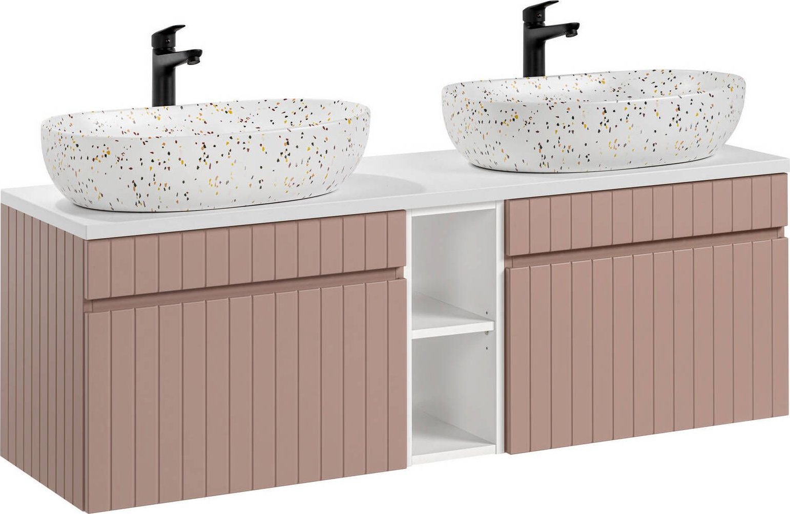 Comad Szafka z umywalką i regałem, Iconic, 140x46x46 cm, różowy, mat