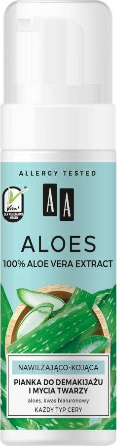 AA Aloes 100% Aloe Vera Extract pianka do demakijażu i mycia twarzy nawilżająco - kojąca 150ml