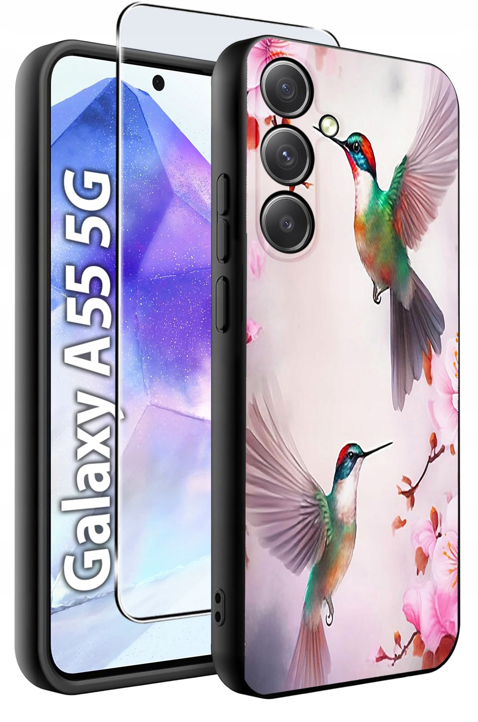 ETUI do Samsung A55 5G WZORY | SILIKONOWE MATT CASE + SZKŁO HARTOWANE 9H