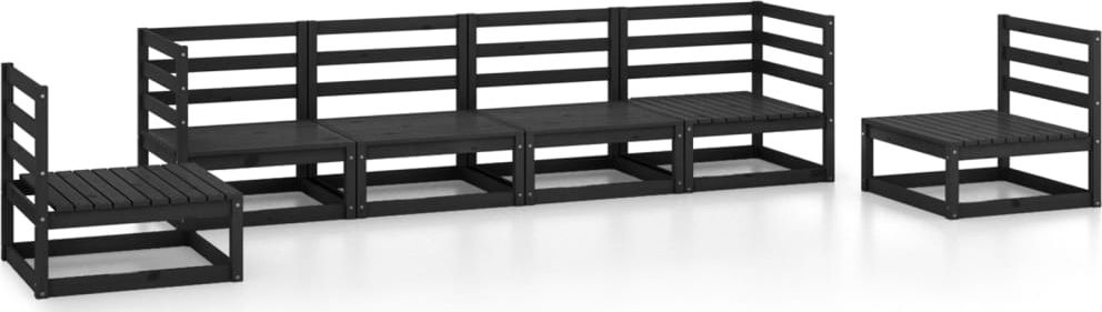 vidaXL 6-cz. zestaw wypoczynkowy do ogrodu, czarny, drewno sosnowe