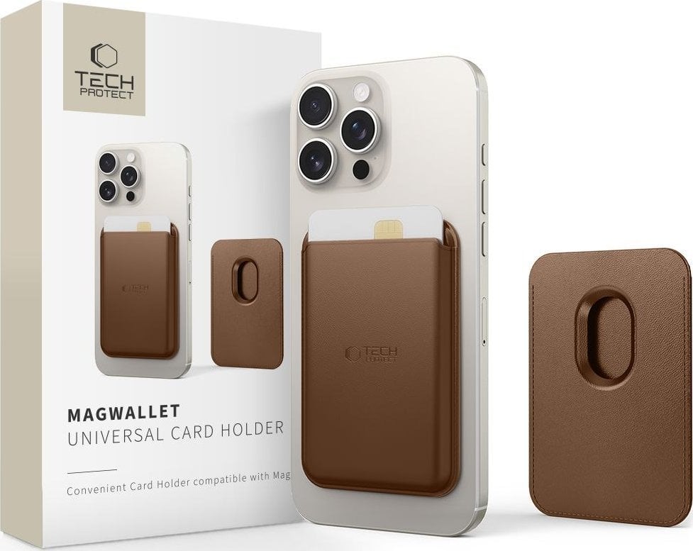 TECH-PROTECT MAGWALLET MAGSAFE UNIVERSAL MAGNETIC CARD HOLDER BROWN