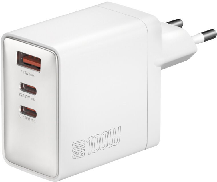 Ładowarka sieciowa 4smarts Pocket GaN 100W 2xUSB-C + USB-A biały