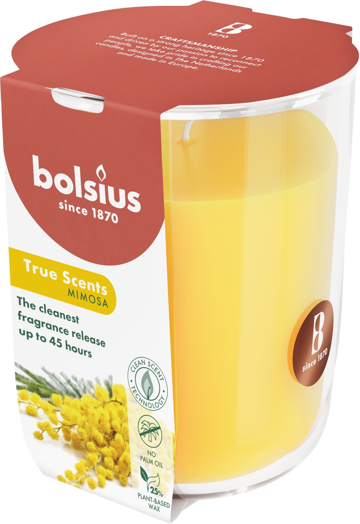 Bolsius Świeca arom. szklana gl. True Scents O97x85mm mimosa 8717847191069 8717847191069