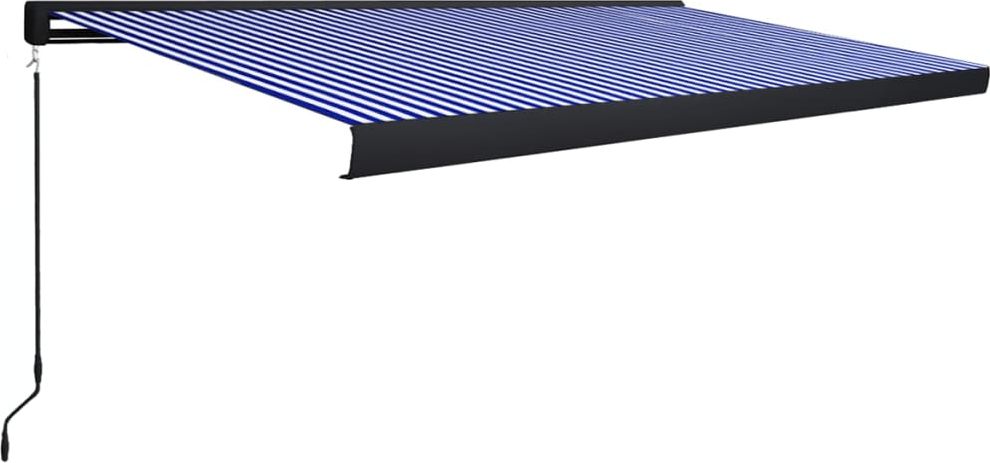 vidaXL Ręcznie zwijana markiza kasetowa, 500x300 cm, niebiesko-biała