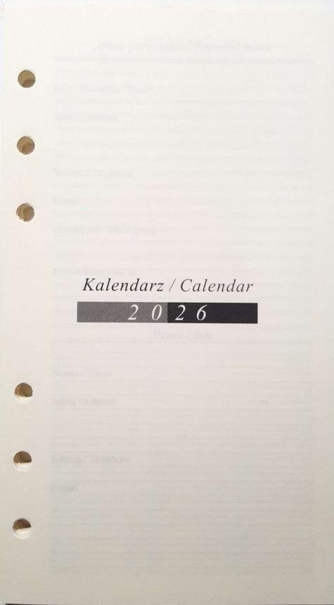 Wkład do organizera terminarz 2026 7,5x12,5cm