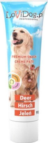 Triton Lovi Dog Snack Creme Pate Dear - pasztet dla psa w tubce, z jeleniem, witaminami i Omega-3 90g