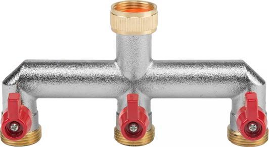 Bradas Rozdzielacz 3 drożny na kran MOSIĄDZ NIKLOWANY 3/4