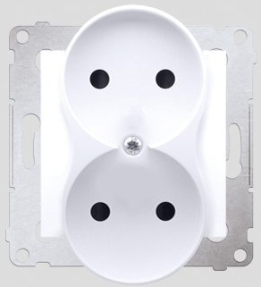 Kontakt-Simon Gniazdo SIMON54 podwójne b/u 16A IP20 z przesłoną białe - DG2MZ.01/11