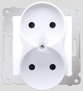 Kontakt-Simon Gniazdo SIMON54 podwójne b/u 16A IP20 z przesłoną białe - DG2MZ.01/11