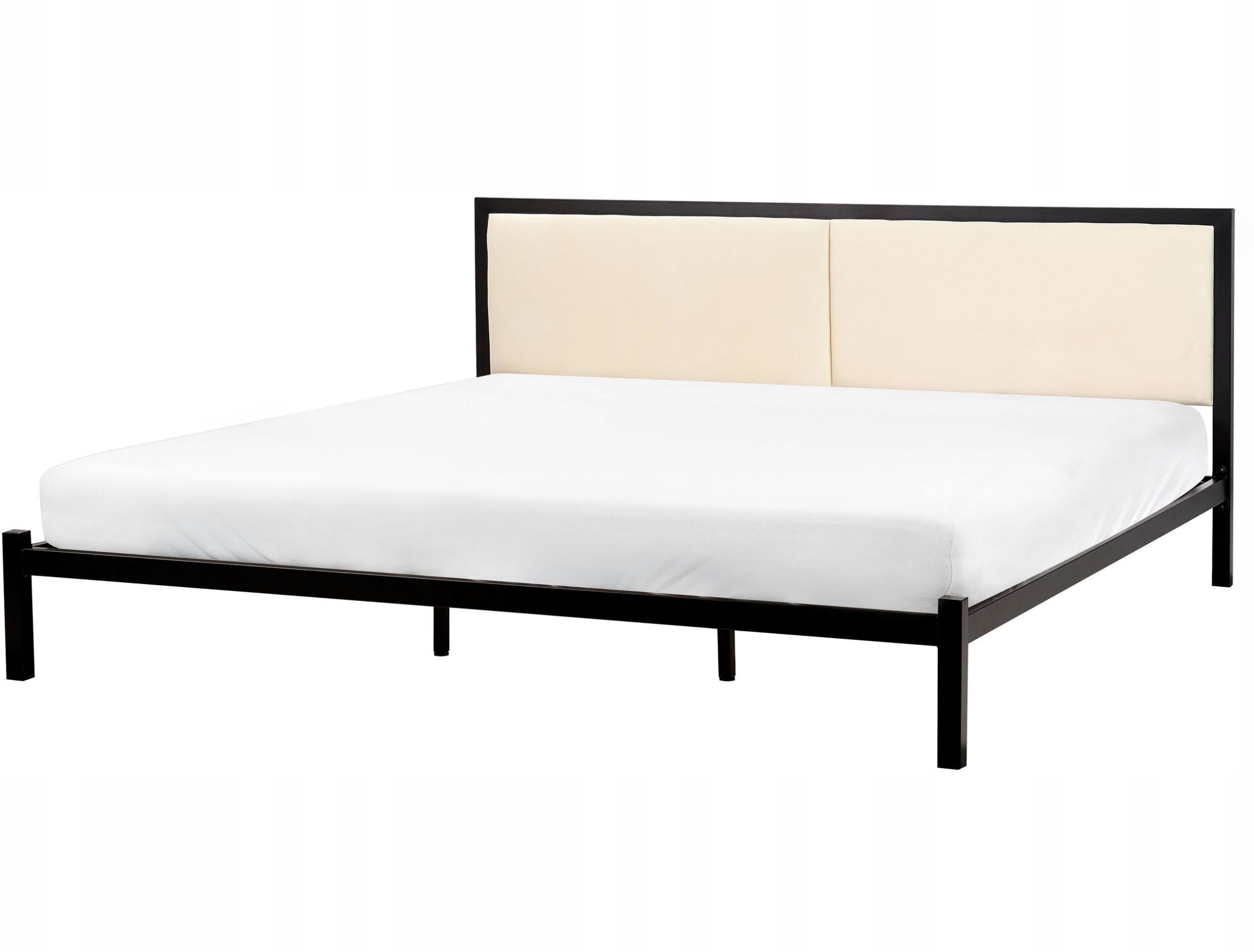 Beliani Łóżko Metal CLAMART 180 x 200 cm Jasnobeżowy