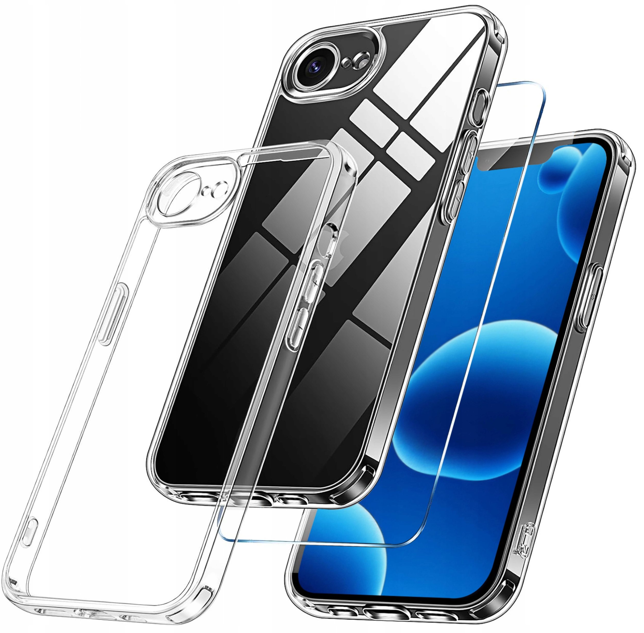 Etui do iPhone 16e WZMACNIANE SILIKONOWE PRZEZROCZYSTE + Szkło 9H