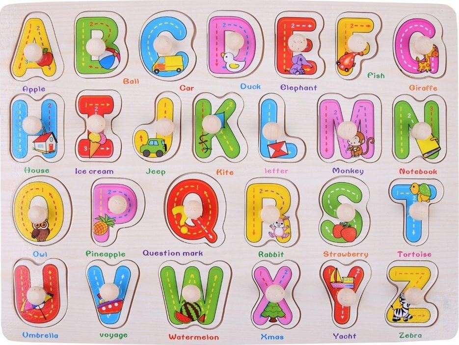 Jokomisiada Literki drewniane ABECADŁO drewniane 2w1 + język angielski ZA4751