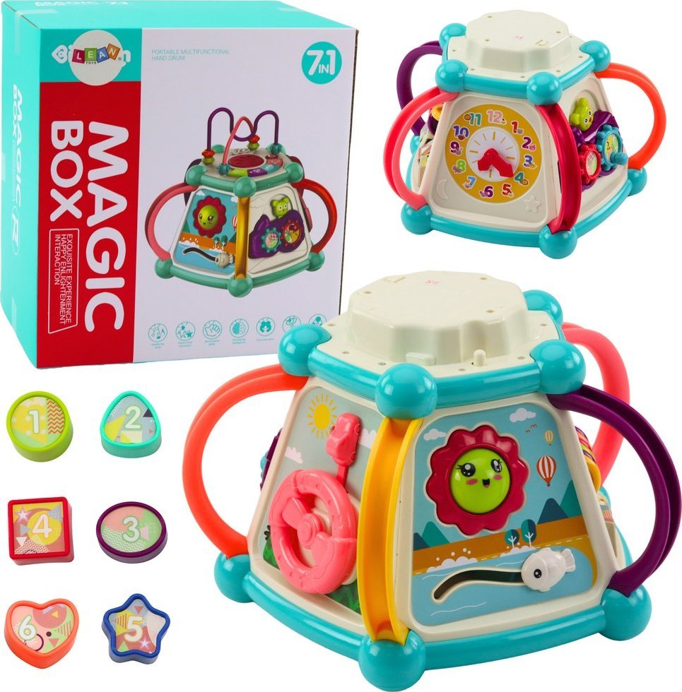 Multifunkcyjna Kostka Edukacyjna Sorter 7w1 Światła Dźwięki LEAN Toys