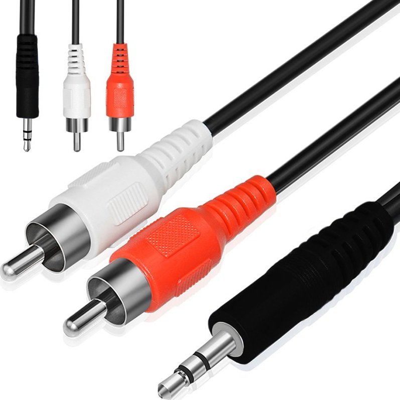 Kabel Retoo Jack 3.5mm - RCA (Cinch) x2 1.5m czarny (E398)