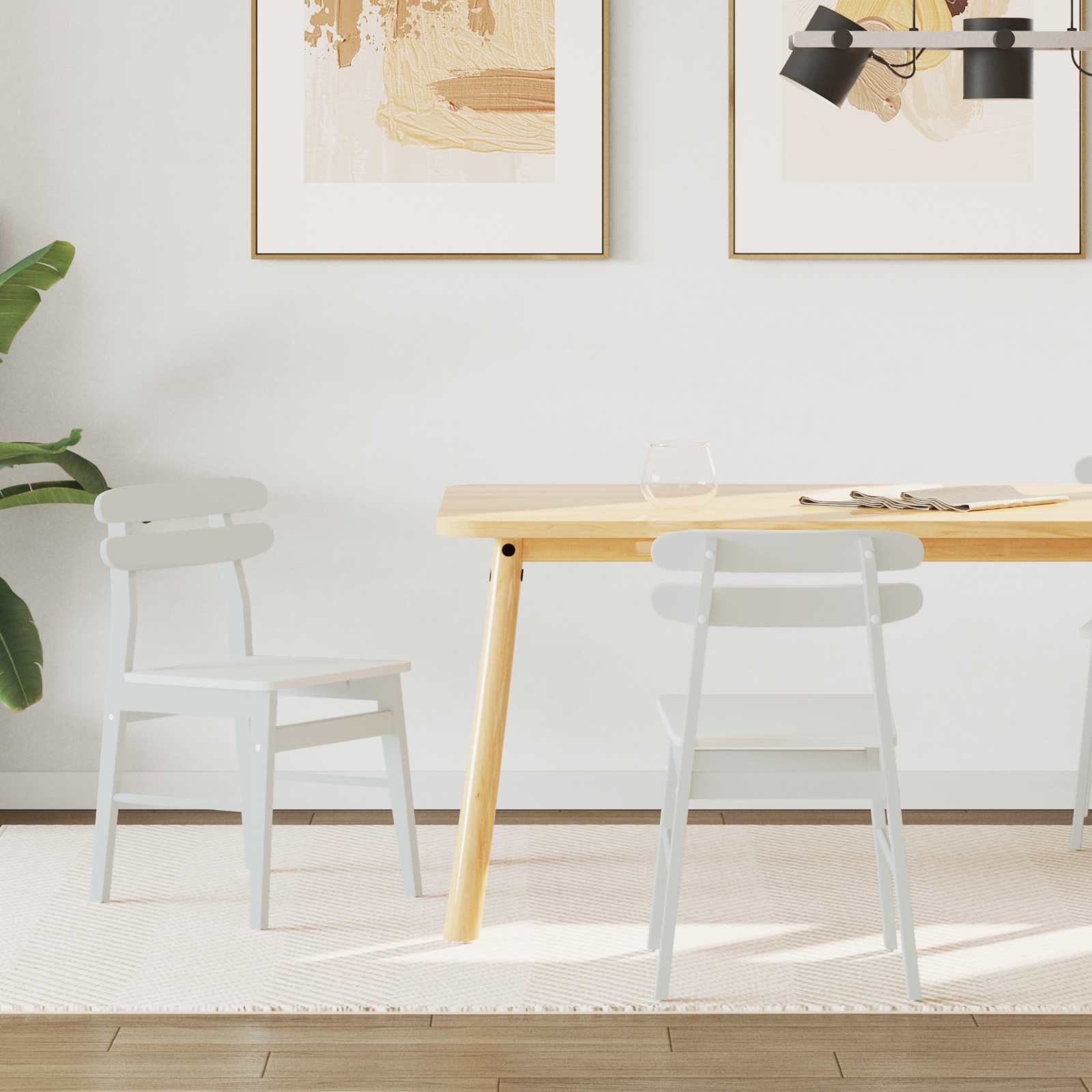 vidaXL Krzesło jadalniane 2 pcs Biały Drewno Gumowe