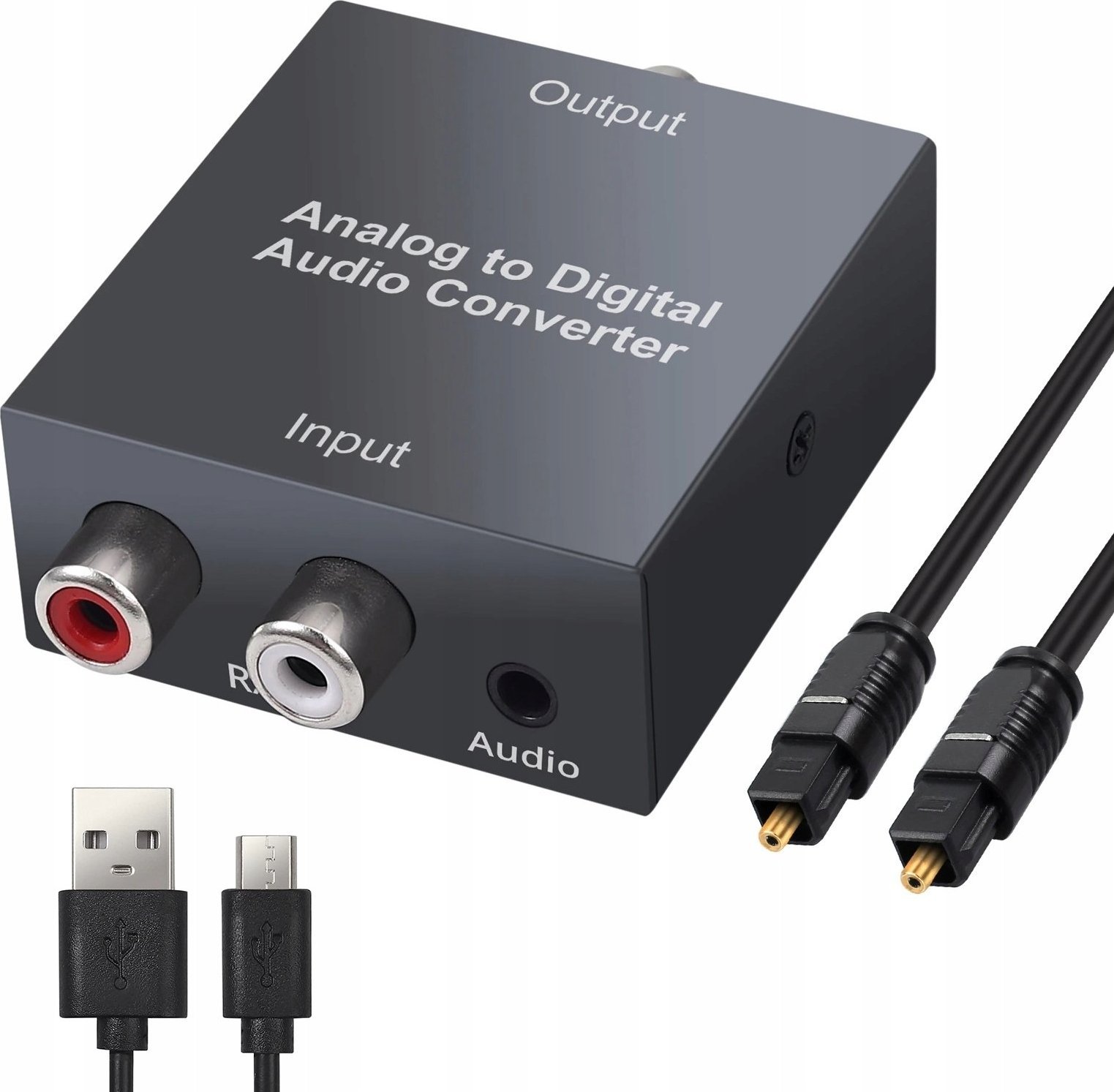 Adapter AV Pawonik Toslink - RCA (Cinch) x2 czarny