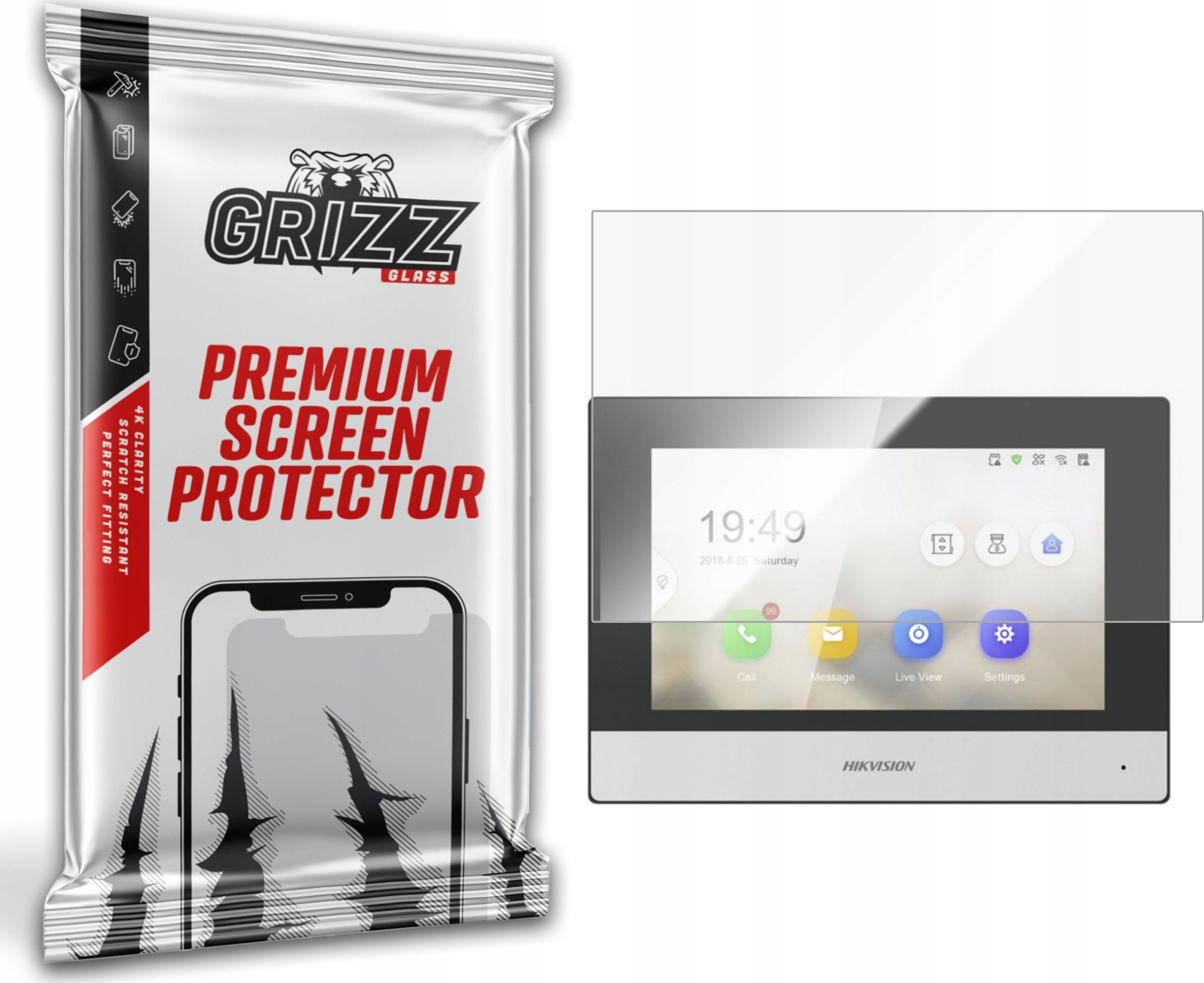 GrizzGlass Folia ceramiczna GrizzGlass CeramicFilm do wideodomofonu HIKVISION IKIT-D4-PL302 7"