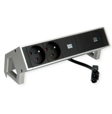 BACHMANN DESK2 2xUTE 1xUSB C 60W 0.2m GST18 INOX