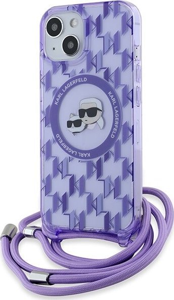 Karl Lagerfeld Karl Lagerfeld KLHMP15SHCKCKLCU iPhone 15 / 14 / 13 6.1" fioletowy/purple hardcase IML Crossbody Monogram Karl & Choupette Head MagSafe