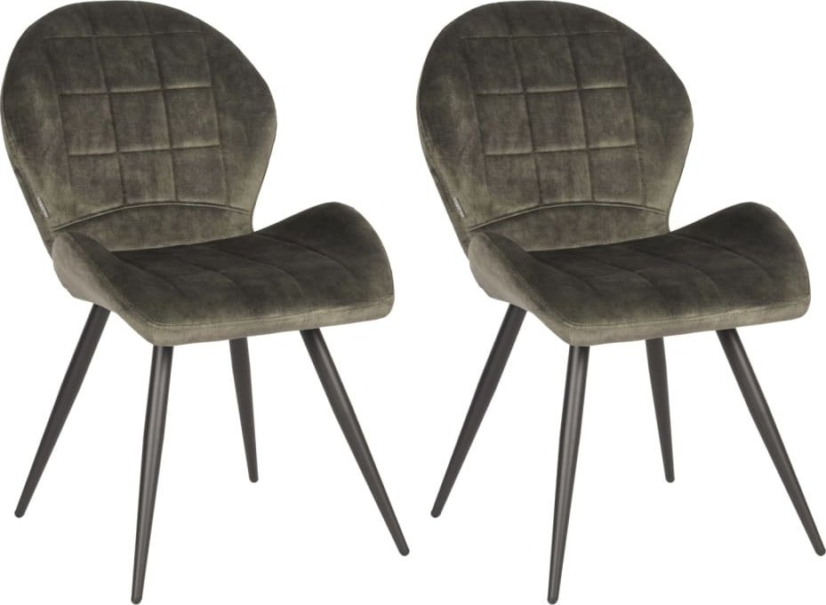 LABEL51 LABEL51 Krzesła stołowe Sil, 2 szt., 51x64x87 cm, ciemna zieleń, welur