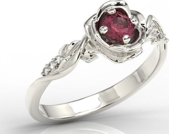 WĘC - Twój Jubiler Pierścionek z białego złota w kształcie róży z rubinem i brylantami LP-7730B 18 / UE- 58