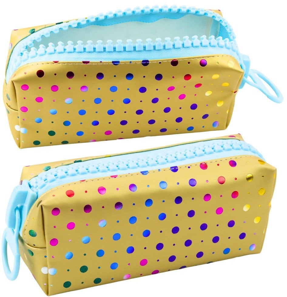 Piórnik Szkolny Organizer W Kolorowe Kropki Duży Suwak Złoty 21x8cm LEAN