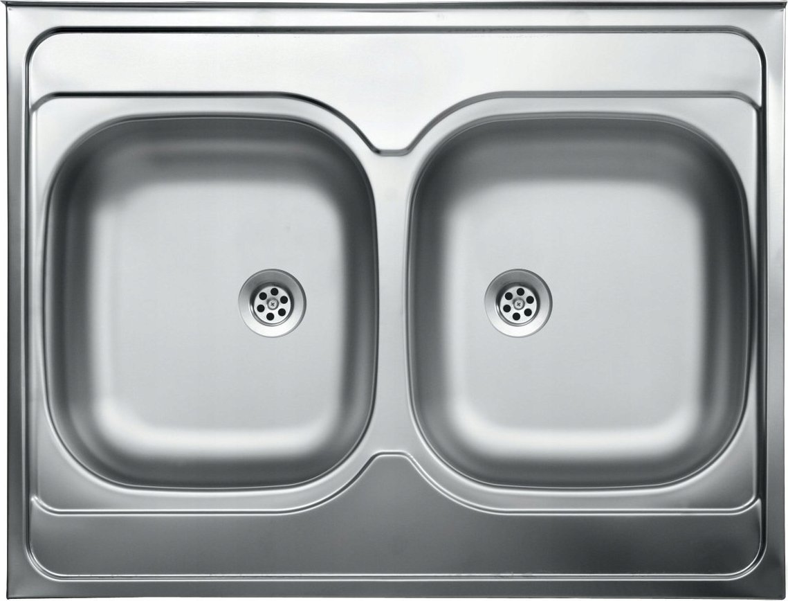 Zlewozmywak Kuchinox SK2_020T / KUCHINOX / ZLEW / STALOWY NAKŁADANY 2KOM. 60X80 GŁADKI + SYFON (OKS_B14K) /