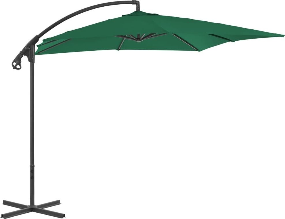vidaXL Parasol wiszący ze stalowym słupkiem, 250 x 250 cm, zielony