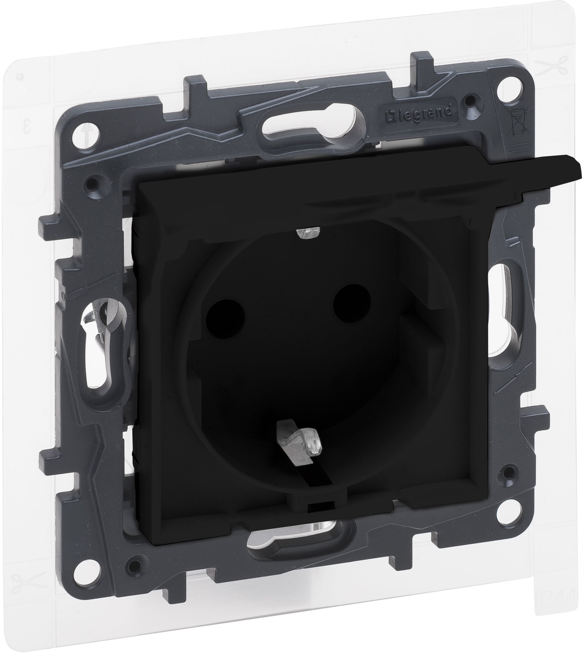 ROZETĖ IP44 SU UŽSKL SPYR GNYBTAI JUODAS