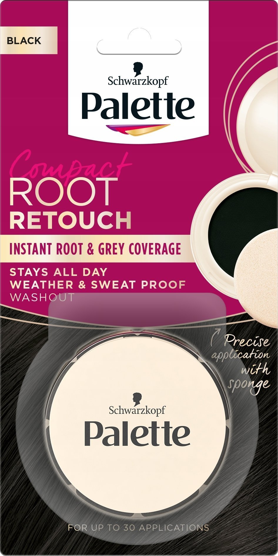 Schwarzkopf Palette Root Retouch Kompaktowy Korektor do retuszu odrostów - Czerń 3g