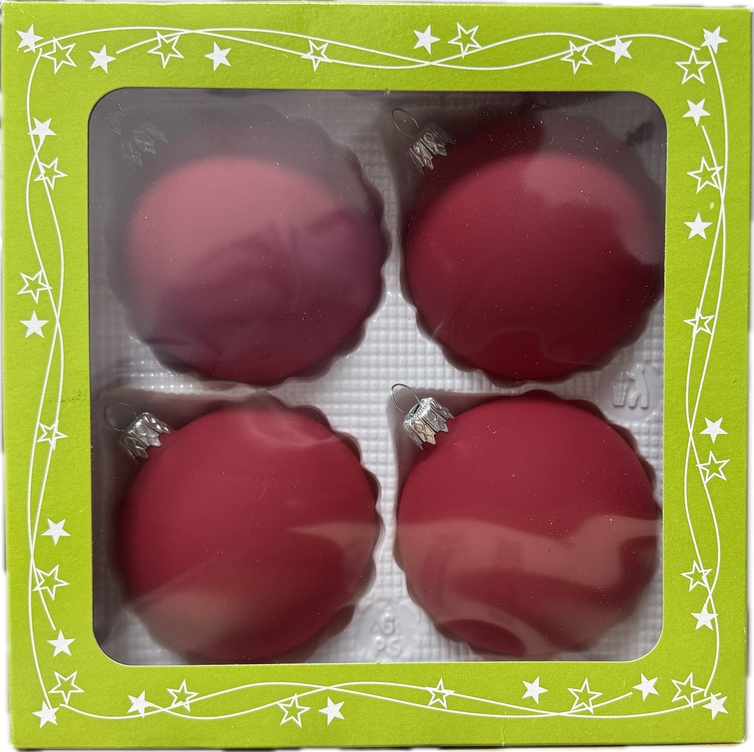 P.O.Ch. s.c. Grześkowiak Bombki szklane 8cm 4 sztuki Ręczna produkcja. Produkt polski (bordowy)