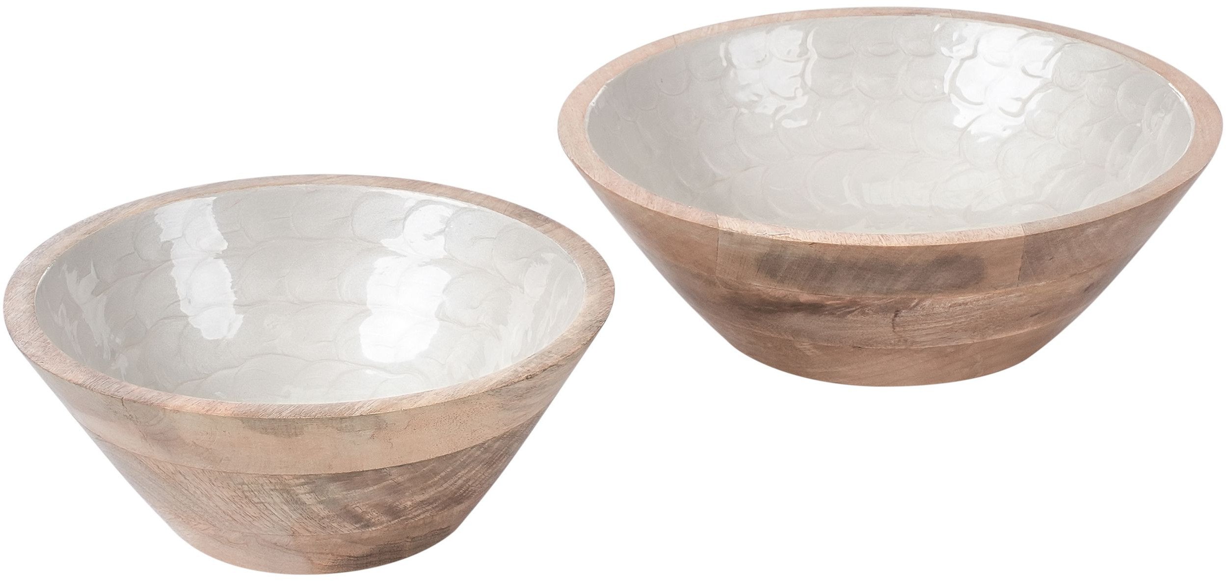 Zestaw 2 mis dekoracyjnych ARISH Drewno mango Brązowy/ biały